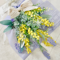 ミモザとブルーかすみ草のスワッグ スワッグ happiness bouquet 通販