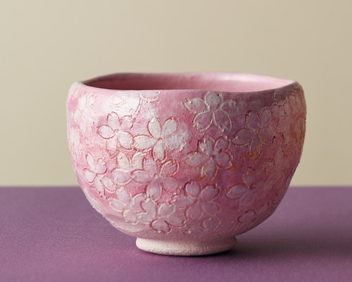2025春 新作 楽焼〚桜尽くし（ピンク）〛抹茶碗 茶入印 贈答品