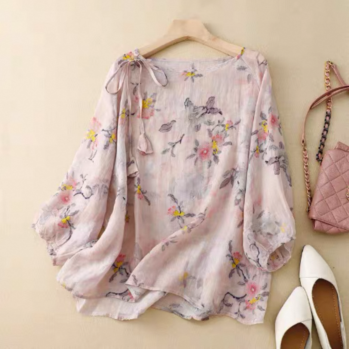 綿麻トップス、花柄トップス、綿麻シャツ、花柄シャツ、日差し対策、母の日ギフト、夏、春、秋