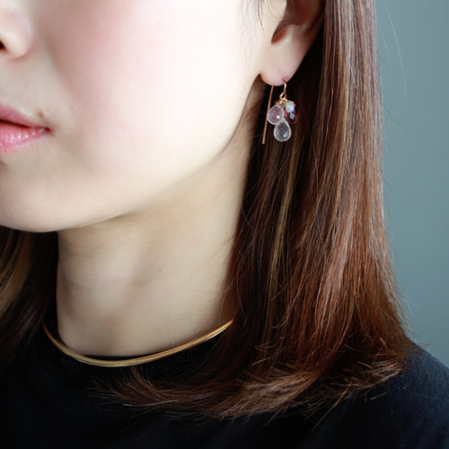 14kgf-ピンクドロップ シャンデリア ピアス ピアス（フック・チェーン