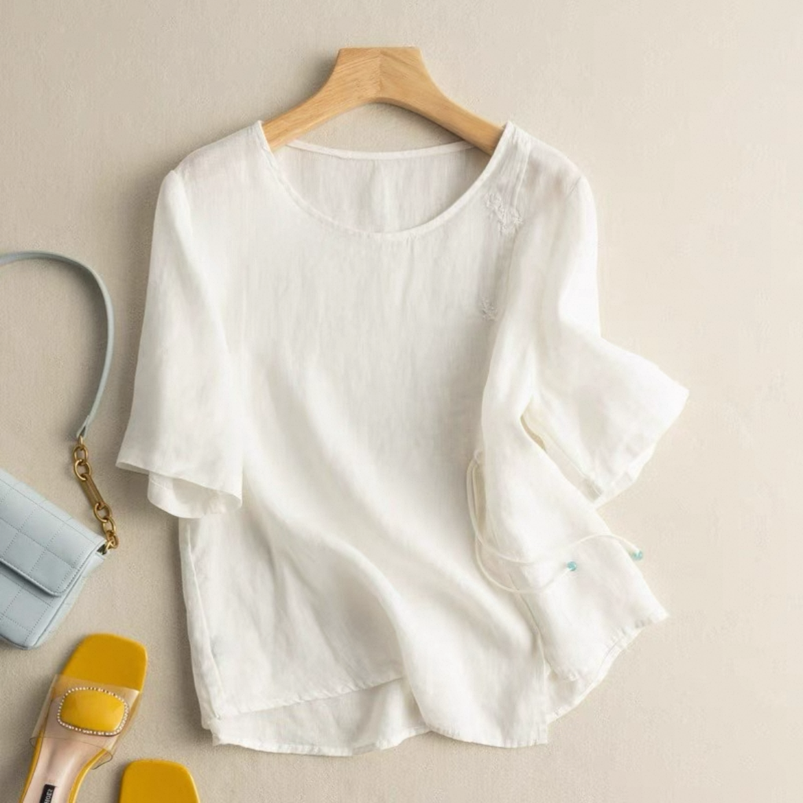 綿麻トップス、無地トップス、綿麻シャツ、無地シャツ、刺繍、日差し対策、母の日ギフト、夏、春、秋、 4,556円