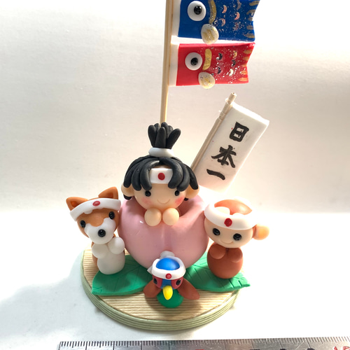 ☆桃から生まれた桃太郎 桃in桃太郎と犬 猿 キジ！ (受注生産) 樹脂