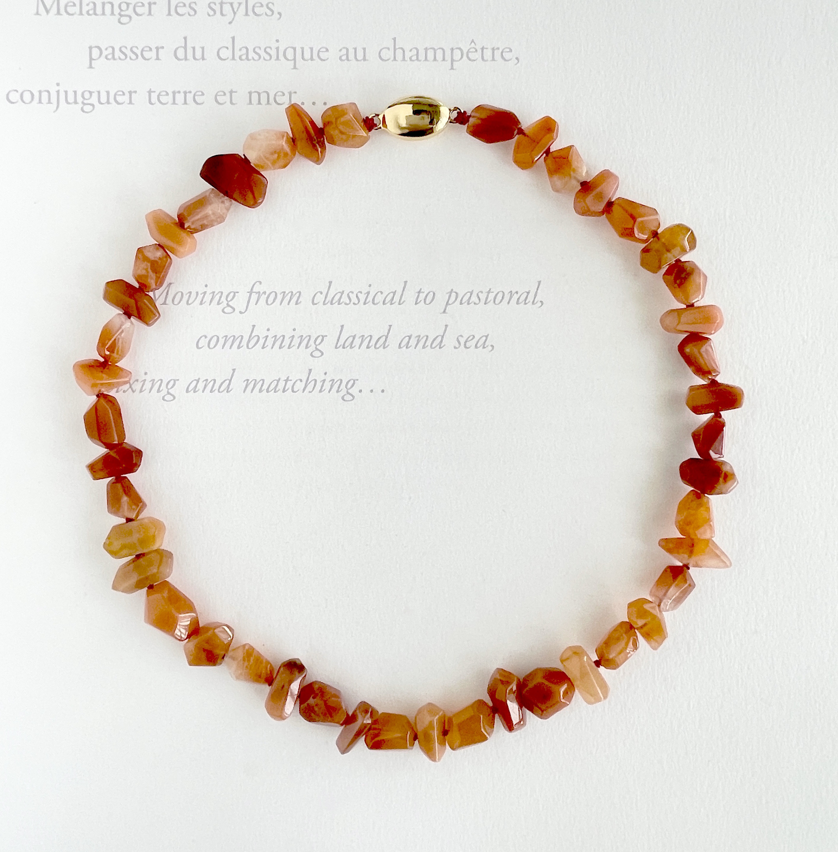 レッドヘマタイトクォーツ デコデコな形が面白い レクタングルカットのチョーカー