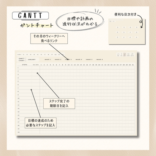 日付フリー】デジタル スタディプランナー（ヨコ型）／年間