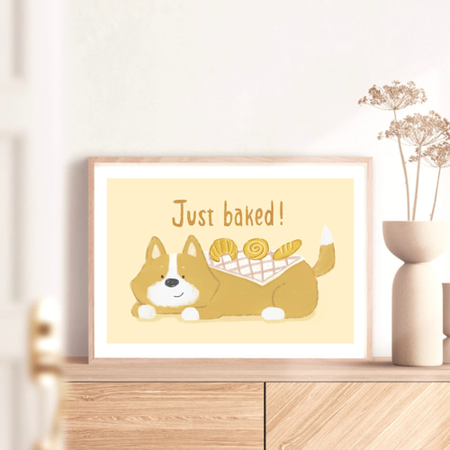 インテリア アート ポスター【 パンとコーギー 】:/165/ 犬 動物