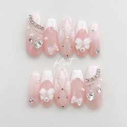 ネイルチップ　量産型　フレンチガーリー　推しネイル　ワンホン　グラデーション ネイルチップ 量産型 フレンチガーリー 推しネイル ワンホン