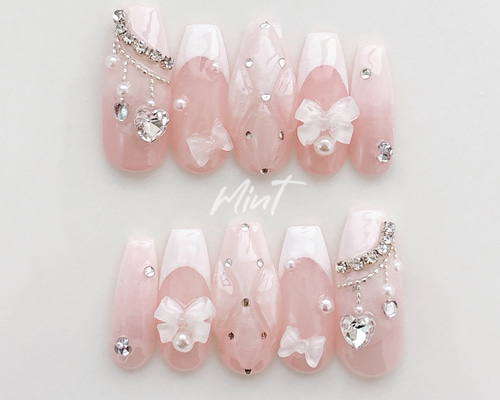 ネイルチップ ワンホン ヌーディグラデ 韓国ネイル オフィス 25468