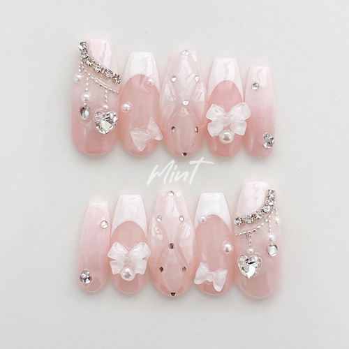 ぷっくりフラワー ニュアンス 成人式 ブライダル フレンチガーリー