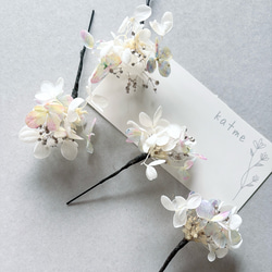 ドライフラワー　紫陽花　かすみ草　虹色　お呼ばれ　入学式　卒業式　結婚式　ナチュラル　シンプル　ウェディング　髪飾り 7枚目の画像