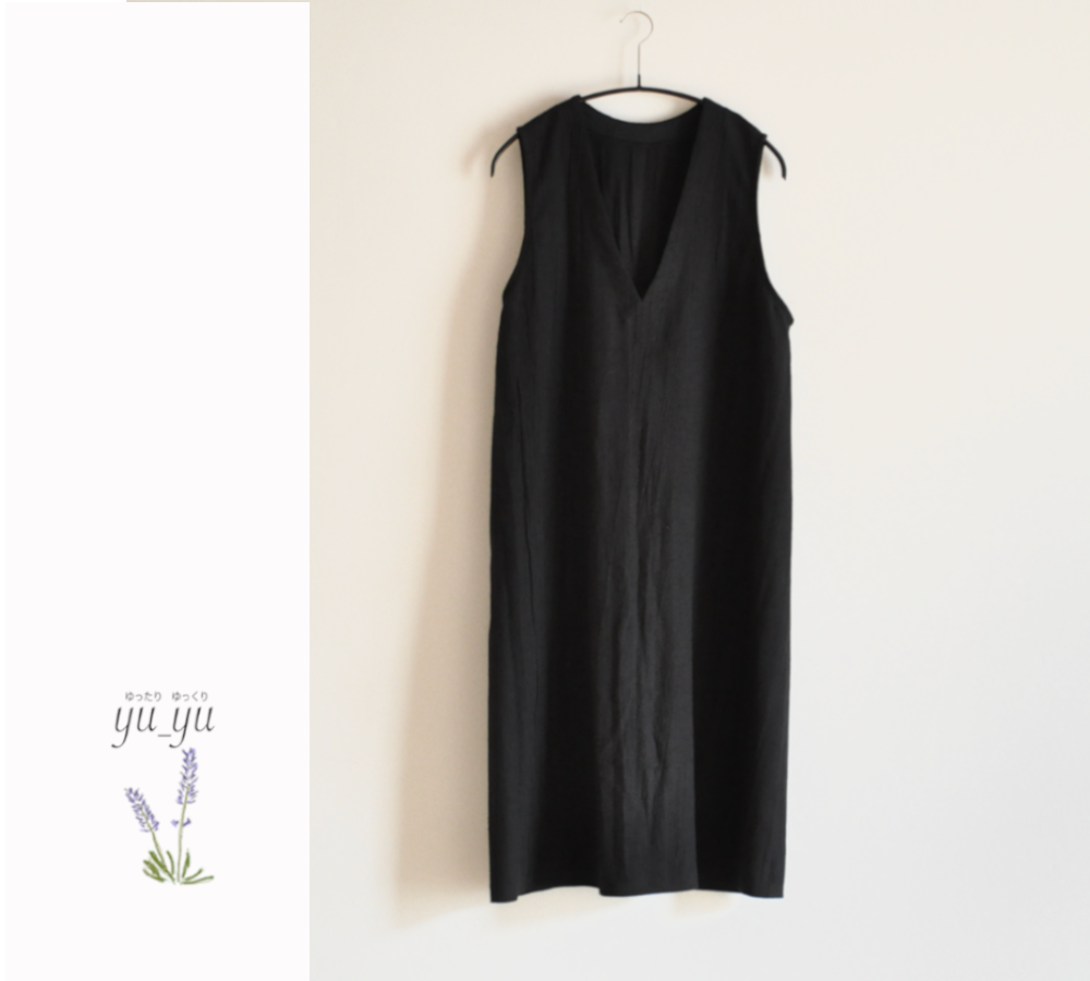 『新作』ジャンパースカート（コットンリネン、ブラック）