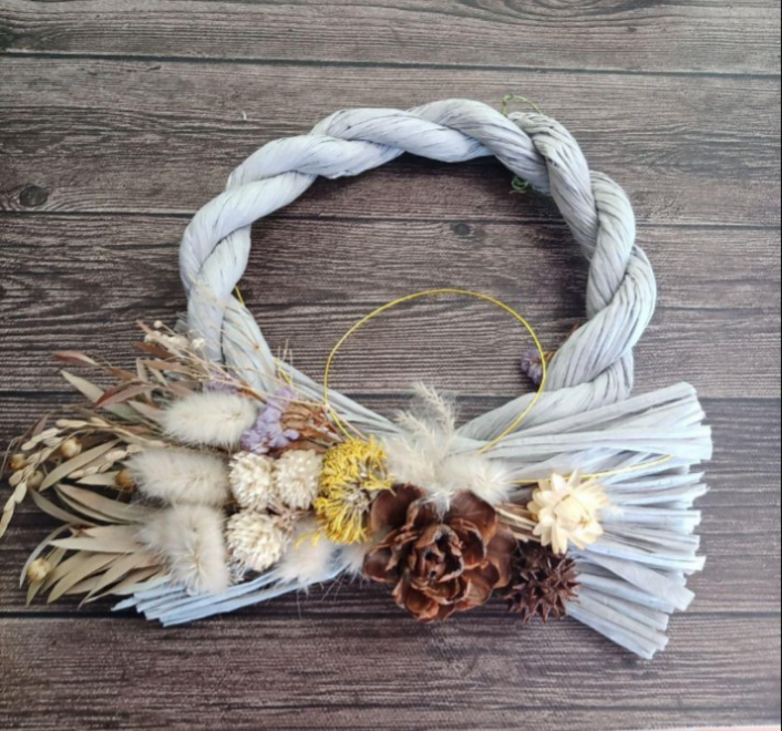 しめ縄　リース　X'MASから飾れる　お正月飾り　インテリア　ナチュラル　しめ縄