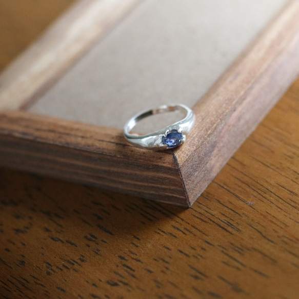 （獨一無二，925 銀）藍寶石戒指（5 毫米，8 號） 第6張的照片