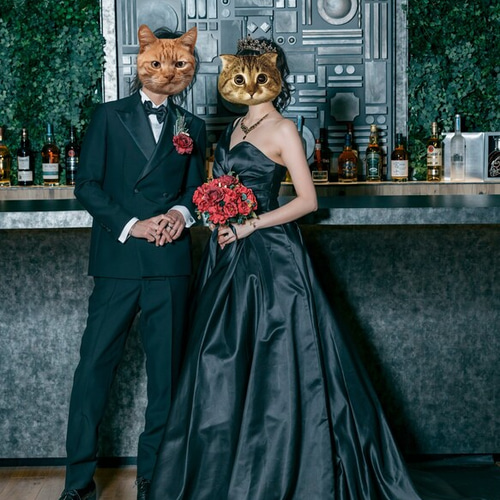 実例写真！パーティードレス ワンショルダー ブラック 光沢感 前撮り  