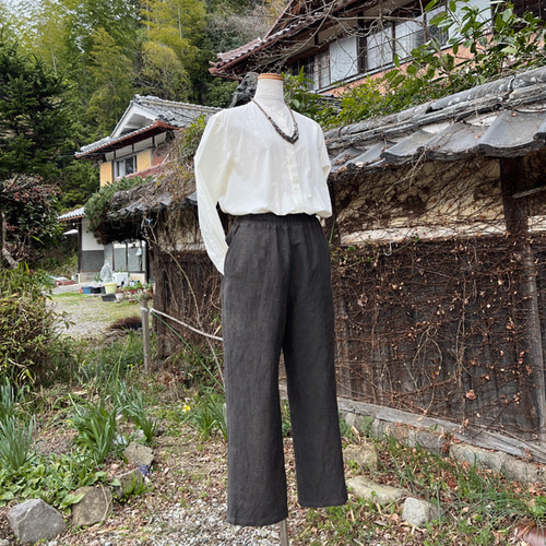 在庫一掃セール売れ筋ランキング 染めリメイク 布一途 ロングパンツ 播州織柿渋染めパンツ25021 パンツ