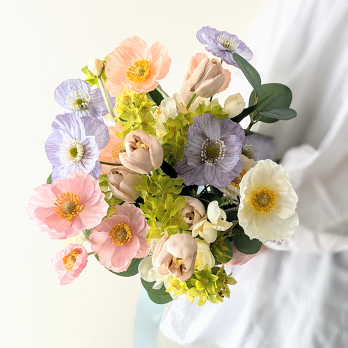 ●バレエコア　アーティフィシャルフラワー　造花　ブーケ　チューリップポピー ○バレエコア アーティフィシャルフラワー 造花 ブーケ チューリップ