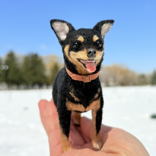 元気っ子✨️】ミニピン【縦12.5cmx横11cm】羊毛フェルト犬 羊毛