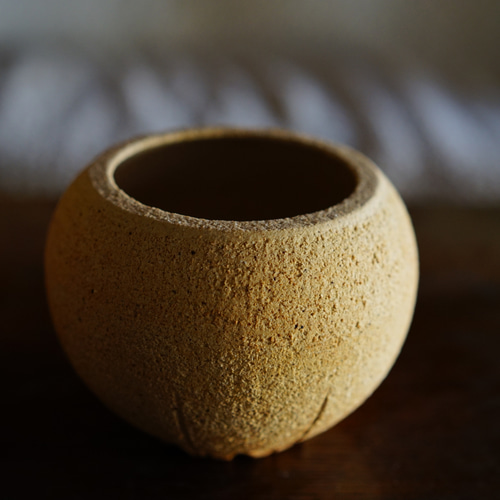 室内用] 信楽焼 陶製 水琴窟「小丸陶琴（スカーレット釉