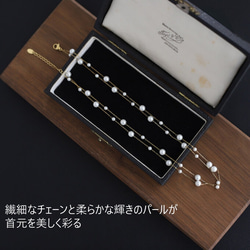 CICI ステンレス　2連　ステーションパール　ネックレス　K18 金属アレルギー対応　つけっぱなし 2枚目の画像