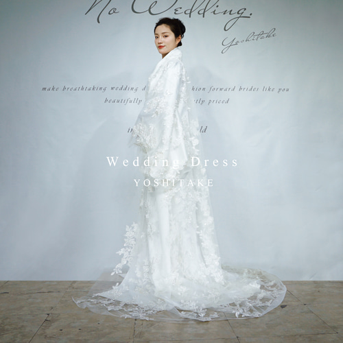 ウエディングドレス.白.着物風ドレス.打ち掛け.レース.結婚式.挙式.Y2564 ウエディングドレス.白.着物風.打ち掛け.レース.サテン.結婚式.Y2563