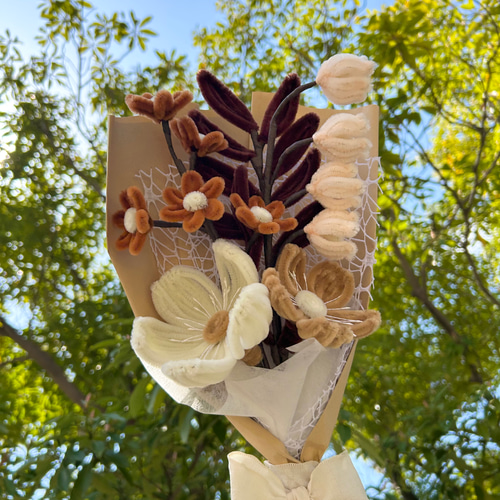 モールフラワーブーケ】ラッピング袋付き ずっと咲き続けるお花