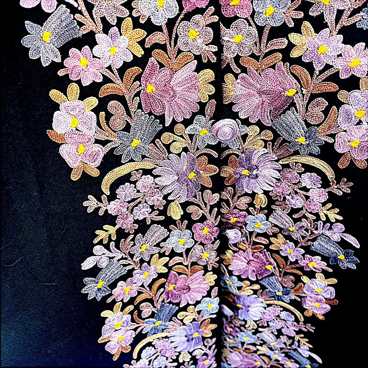 ブラウス カシミール シルク刺繍 高級 トップス メリノウール ジャケット 一点物 ハンドメイド 保温性 カシミヤ