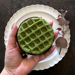特別版：革のワッフル コインケース（抹茶） 3枚目の画像