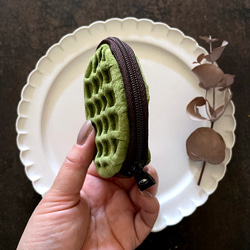 特別版：革のワッフル コインケース（抹茶） 4枚目の画像