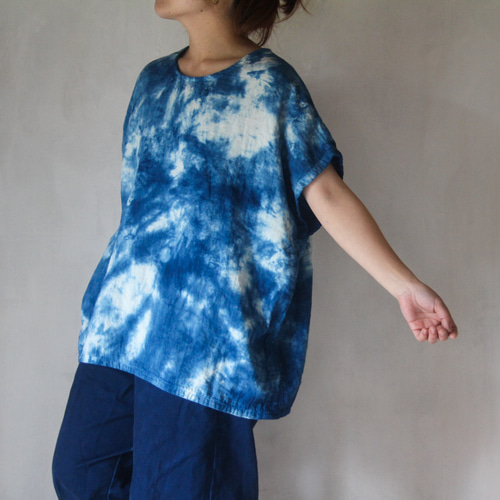 極美品】サードブルーキョウト ロングシャツ 本藍染 麻100％ L相当 紺