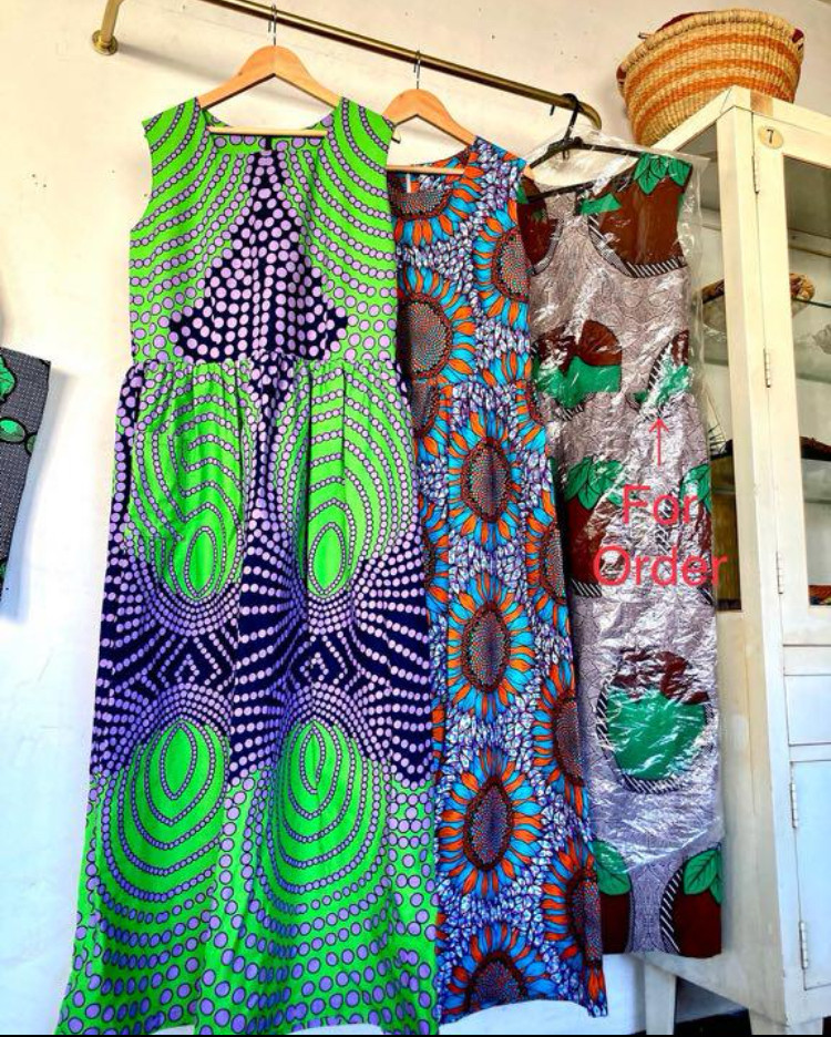 アフリカン✴︎ロングワンピース✴︎ノースリーブ✴︎スクエアネック✴︎african print