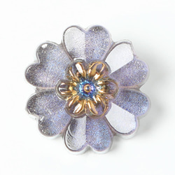 2.2cm シャビー・パープル  お花のガラスボタン 1枚目の画像