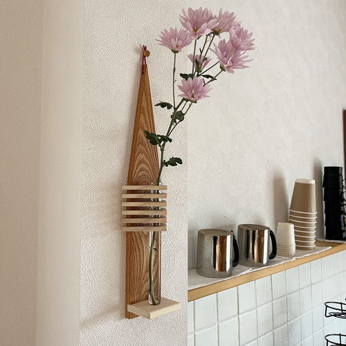 ☆新作☆ 実家に贈りたい一輪挿し【WALLflower-雅】木製 壁掛け花器