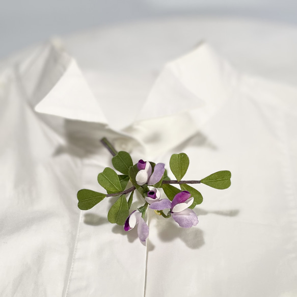 布花スイートピーをちっちゃくしたような野の花のカラスノエンドウのブローチ 14枚目の画像