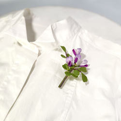 布花スイートピーをちっちゃくしたような野の花のカラスノエンドウのブローチ 13枚目の画像