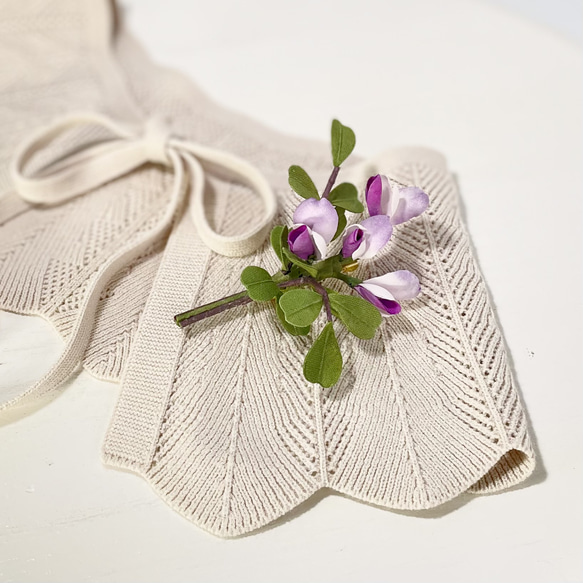 布花スイートピーをちっちゃくしたような野の花のカラスノエンドウのブローチ 12枚目の画像