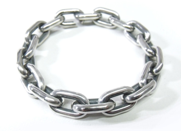 シルバー925 リンク ブレスレット【極太タイプ】日本製 長小豆チェーン
