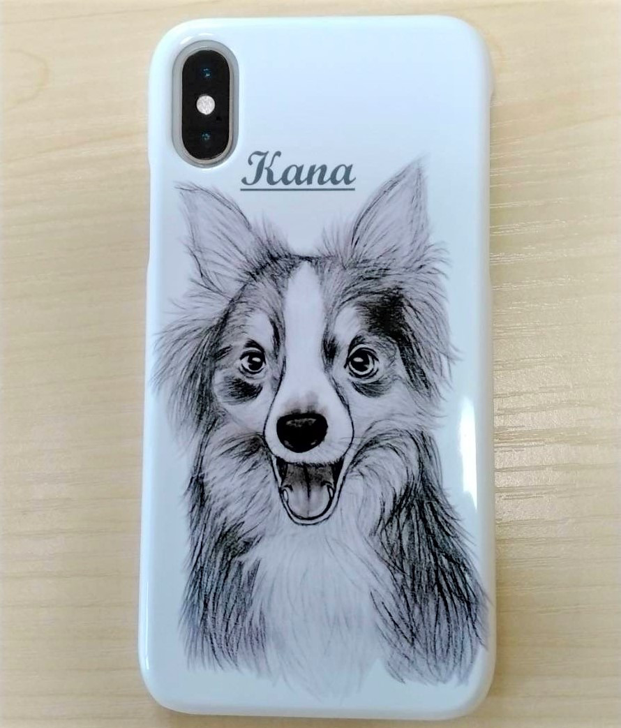 うちの子オーダーメイド　iPhoneケース　鉛筆画オリジナル似顔絵