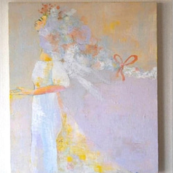 原画一点もの 絵画 『まどろみ』油絵 猫 花 アート 癒し 絵画 akigoe