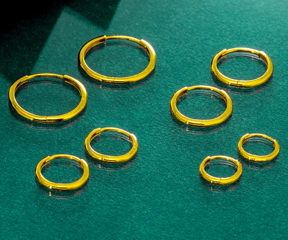 ★★18K★★（片耳）K18中折れフープピアス K18金フープピアス8㎜～15㎜K18YG＆K18WGつけっぱなしOK 4枚目の画像