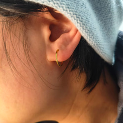 ★★18K★★（片耳）K18中折れフープピアス K18金フープピアス8㎜～15㎜K18YG＆K18WGつけっぱなしOK 2枚目の画像
