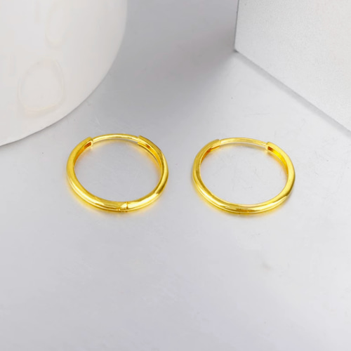 K18 中折れピアス 片方のみ 18K（片耳）K18中折れフープピアス K18金フープピアス8㎜～15