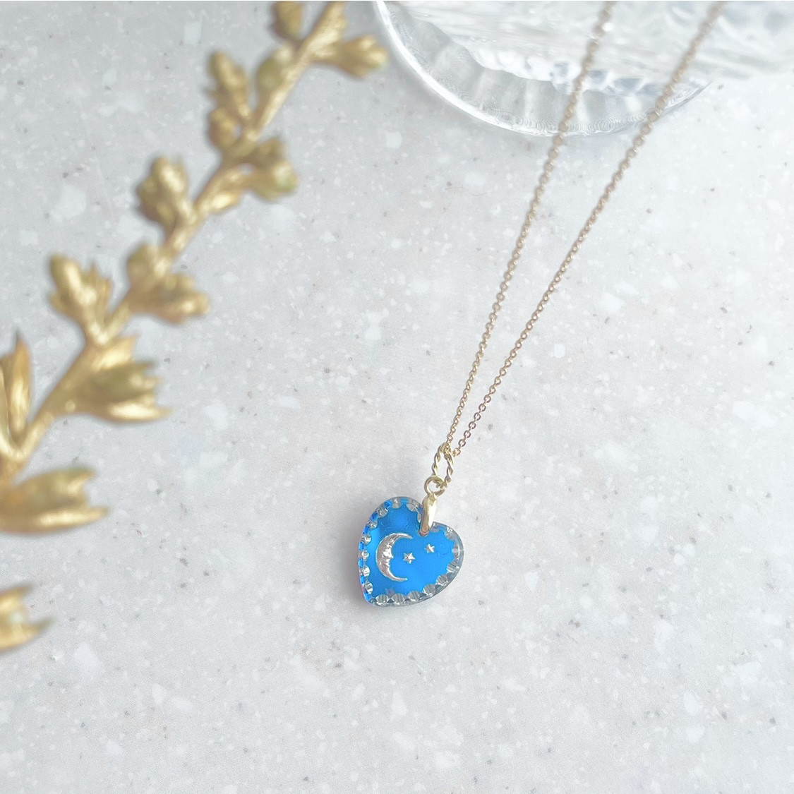 ドイツ製 インタリオ ハートムーン ネックレス【Moon&Star】