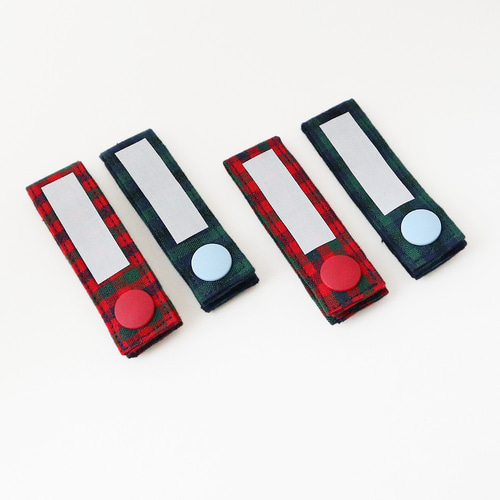 お名前タグ　名入れ　イラスト　ファミリア風チェック ファミリア風♡お名前キーホルダー》青色チェック - irodori-life