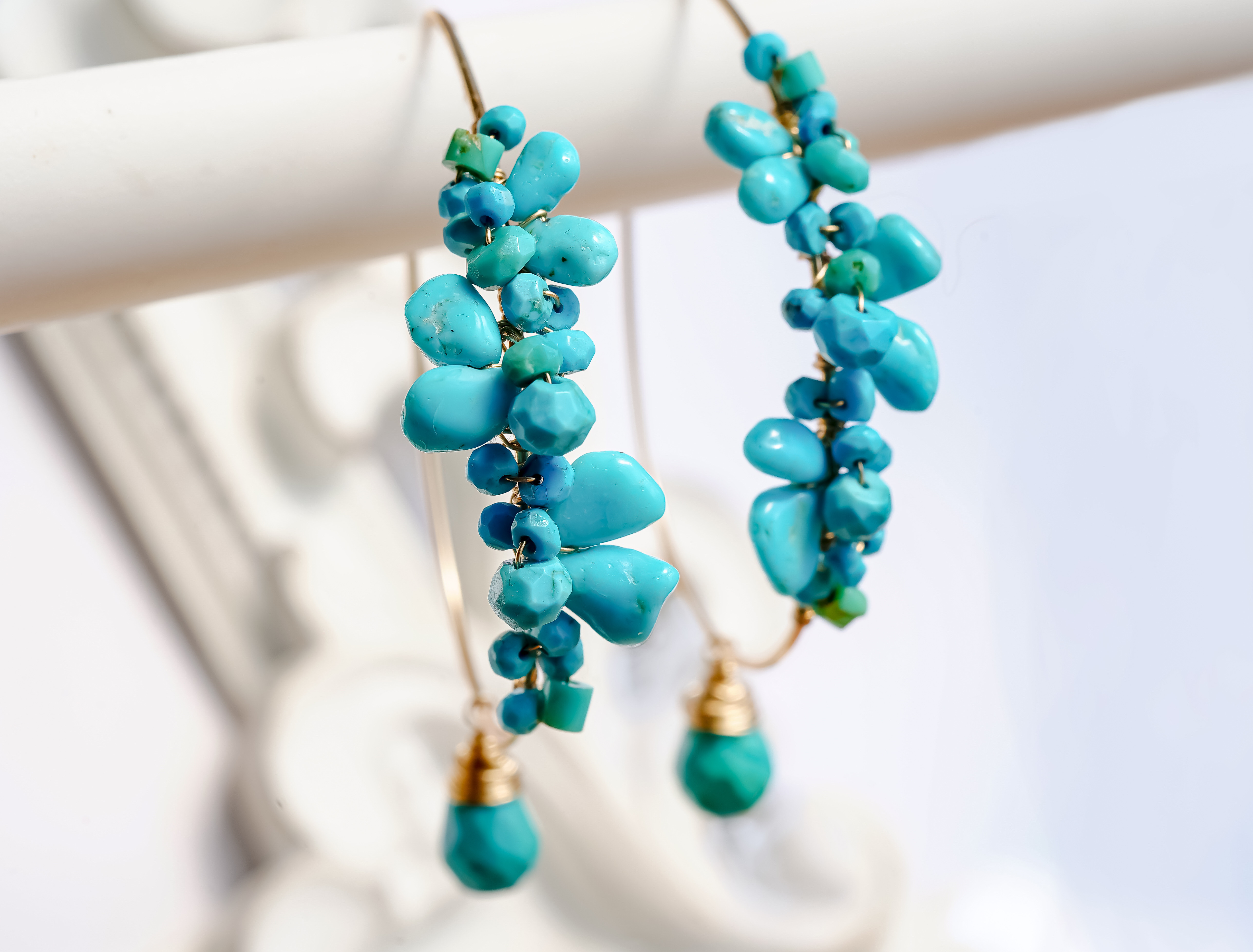 Sleeping Beautyターコイズのフープピアス　14Kgf