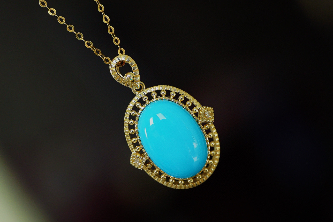 「眠り姫」K18ゴールド　ナチュラルターコイズ　成功・繁栄・健やかな体12月の誕生石　アリゾナトルコ石  ペンダントのみ