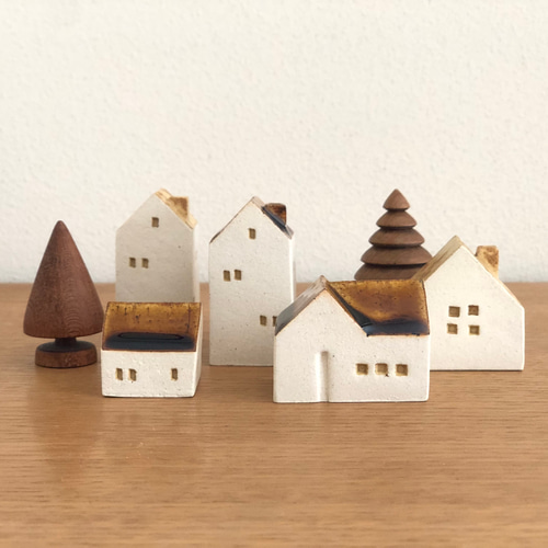 よしおかれい 家のオブジェ 2棟家L ブラウン その他置物 よしおかれい