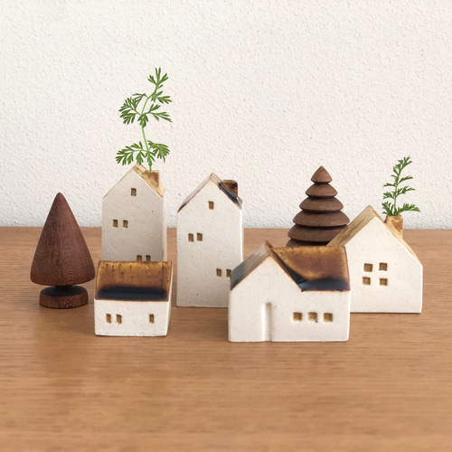 よしおかれい 家のオブジェ 2棟家L ブラウン その他置物 よしおかれい