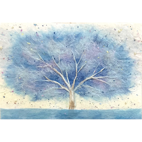 風景画 森林 樹木 和紙 切り絵 貼り絵 ちぎり絵 アート 額装 インテリア 風景画 森林 樹木 和紙 切り絵 貼り絵 ちぎり絵 アート 額装
