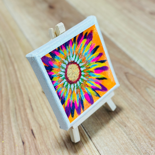 10cm】ビビッド 花 キャンバスアート カラフル アクリル絵の具 ※運気