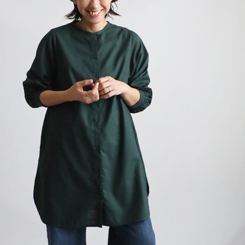 新作　上質ギマ擬麻コットン　ゆったり ヘム ラウンド 裾　ロング シャツ　前開き　羽織り　紺ネイビー　H97 夏SALE 上質ギマ擬麻コットン ゆったり ヘム ラウンド 裾