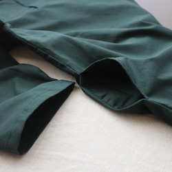 ⁑秋／最終ＳＡＬＥ　上質ギマ擬麻コットン　和装　重ね襟　Vネック シャツ チュニック ゆったり グリーン R43B 8枚目の画像